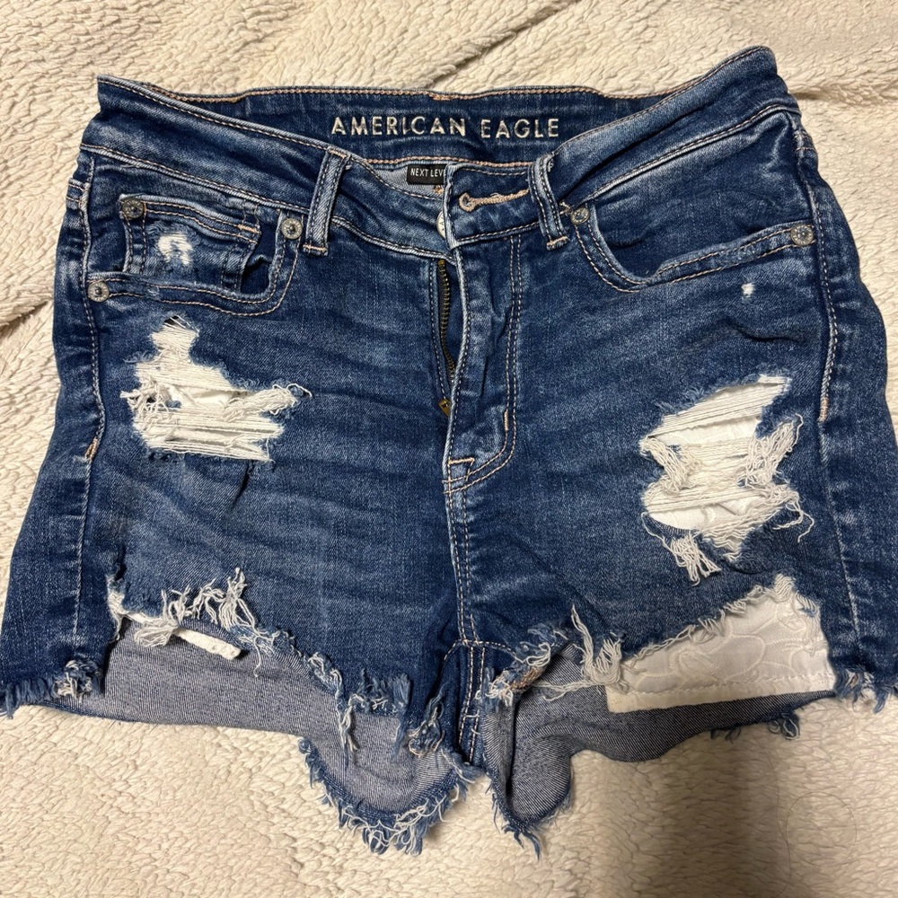 American Eagle Outfitters Blue High-Waisted Jean Shorts